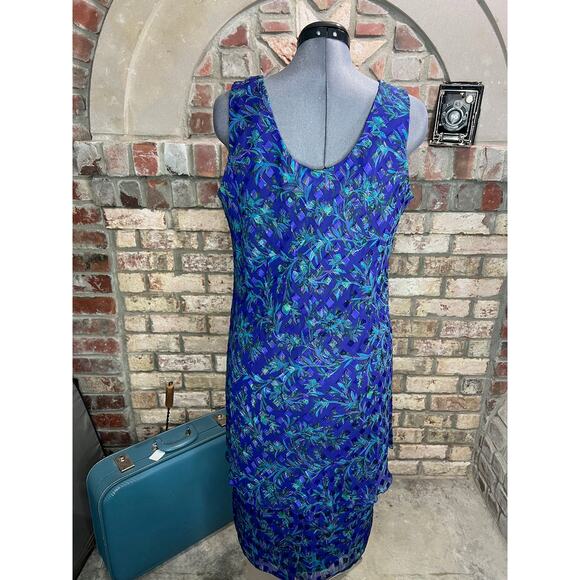 illusion dress tank tiered flutter front jacket purple blue green - Picture 9 of 16